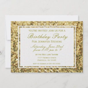 Birthday Gold Confetti Glitter Bling Kaart