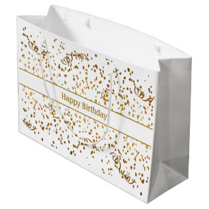 Birthday Gold Confetti Streamers Drie Sjabloon Groot Cadeauzakje