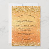 Birthday gold glitter luxe uitnodiging (Voorkant)