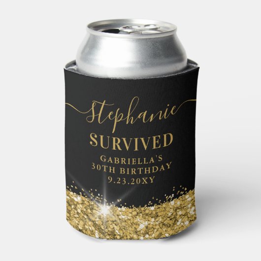 Birthday Gold Glitter Personalized Funny Favor Blikjeskoeler (Blikje Voorkant)