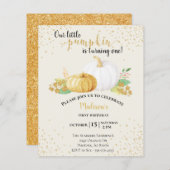 Birthday Gold Glitter White Pumpkin Autumn Budget (Voorkant / Achterkant)