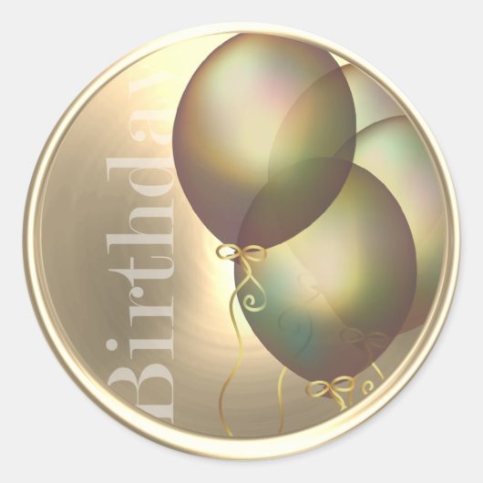 Birthday Gold Iridescent Balloons Envelope Seal Ronde Sticker (Voorkant)