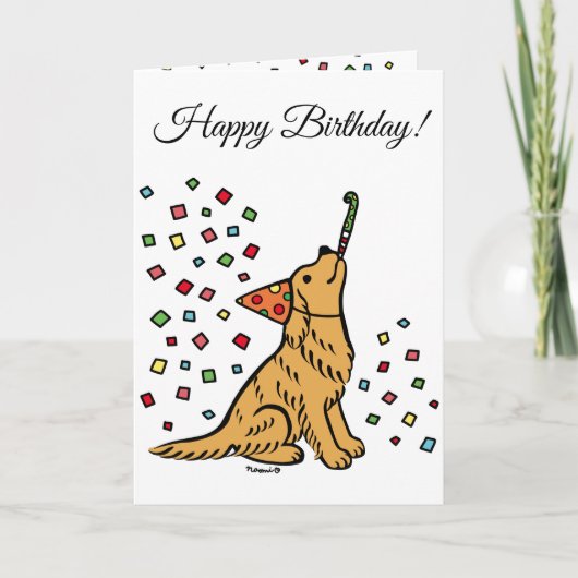 Birthday Golden Retriever Cartoon Kaart (Voorkant)