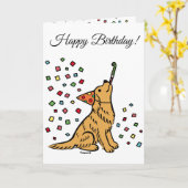 Birthday Golden Retriever Cartoon Kaart (Gele Bloem)