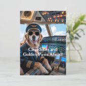 Birthday Golden Retriever Dog Pilot Funny  Kaart (Staand voorkant)