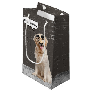 Birthday Golden Retriever met Mustache Mask Klein Cadeauzakje
