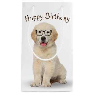 Birthday Golden Retriever Puppy met bril Klein Cadeauzakje