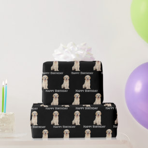 Birthday Golden Retriever Puppy with Glasses Wrap Cadeaupapier