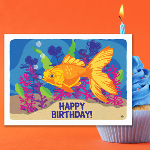 Birthday Goldfish Aquarium Blank Kaart