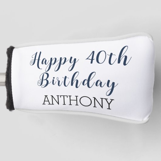 Birthday Golfer Funny 40th 40th 40th Navy Blue Bla Golfheadcover (Voorkant)