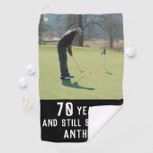 Birthday Golfer Funny 70th happy Dad foto Golfhanddoek (Insitu)
