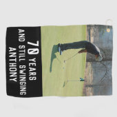 Birthday Golfer Funny 70th happy Dad foto Golfhanddoek (Horizontaal)