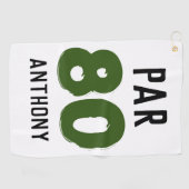 Birthday Golfer Funny 80th happy Dad Par Golfhanddoek (Horizontaal)