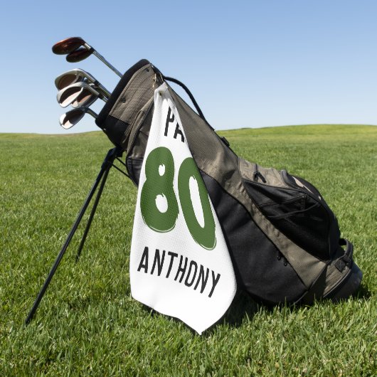 Birthday Golfer Funny 80th happy Dad Par Golfhanddoek (Groen)