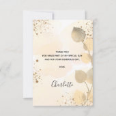 Birthday gouden eucalyptus goudglitter herfst bedankkaart (Achterkant)