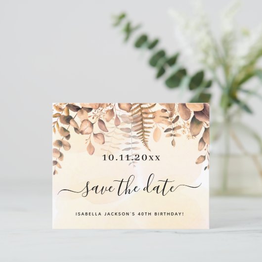 Birthday gouden eucalyptus herfst behalve de datum (Staand voorkant)