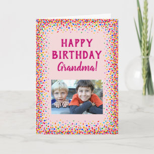 Birthday Grandma Fun Colorful Foto Kaart