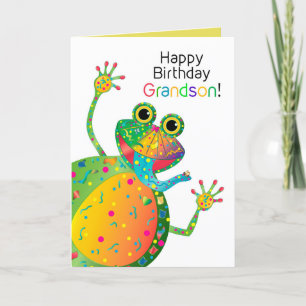 Birthday, Grandson, Frog, Kaleidoscoop Collectie Kaart