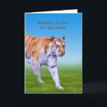 Birthday, Grandson, Tiger Walking<br><div class="desc">This green-eyed tiger is ready to wish someone special a happy birthday on this colorful greeting card.</div>