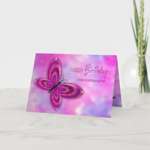 Birthday Great Granddochter Glitzy Butterfly Kaart