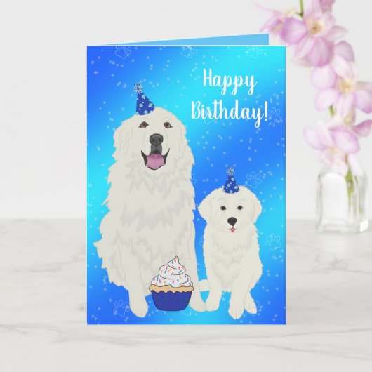 Birthday Great Pyreneeën Mountain Dog Card Kaart (Orchidee)