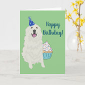 Birthday Great Pyreneeën Mountain Dog Kaart (Gele Bloem)