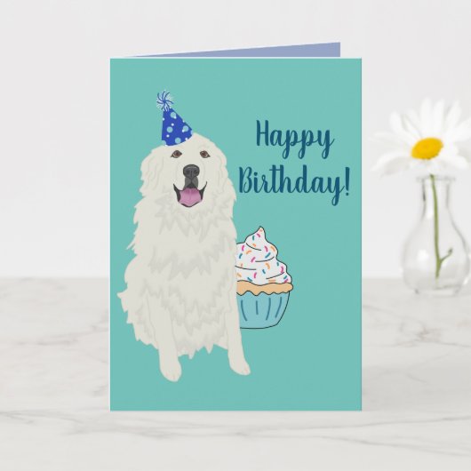 Birthday Great Pyreneeën Mountain Dog Kaart (Kleine Plant)
