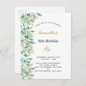 Birthday greenery botanical elegant briefkaart (Voorkant / Achterkant)
