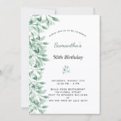 Birthday greenery botanical floral modern chic kaart (Voorkant)