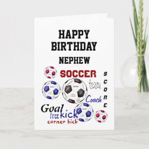Birthday Greeting Nephew Soccer Fan Fun Kaart