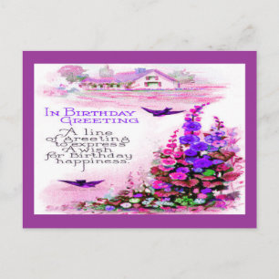 Birthday Greeting with Flowers Briefkaart