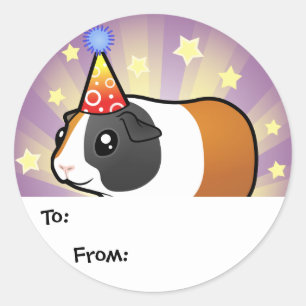 Birthday Guinea Pig Gift Tags (smooth hair)