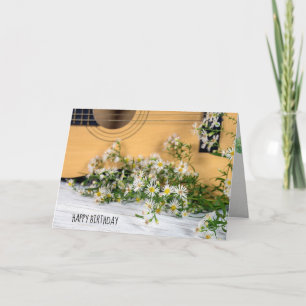 Birthday guitar met paasbloemen kaart