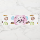 Birthday Hand Painted Donuts Eclairs Waterverf Waterfles Etiket (Enkel label)