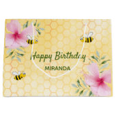 Birthday happy hommels honeycomb florals groot cadeauzakje (Voorkant)
