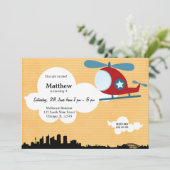 Birthday-helikopter (Oranje) Kaart (Staand voorkant)