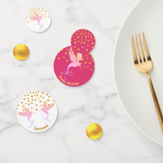Birthday Hummingbird on Pink & White Confetti (Groep)