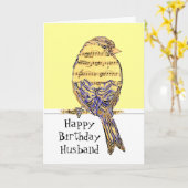 Birthday Husband Musician Fun Music Note Bird Kaart (Gele Bloem)