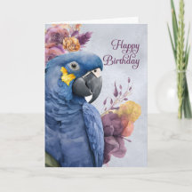 Birthday Hyacinth Macaw Parrot in blauw en Paars
