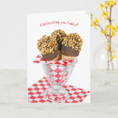 Birthday ijstrommels in glas kaart (Gele Bloem)