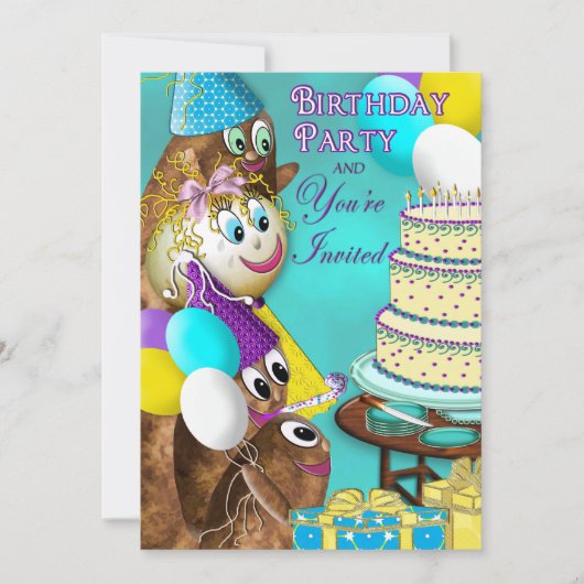 BIRTHDAY-INVITATIE - COLLECTIE VAN DE POTATOFAMILI KAART (Voorkant)