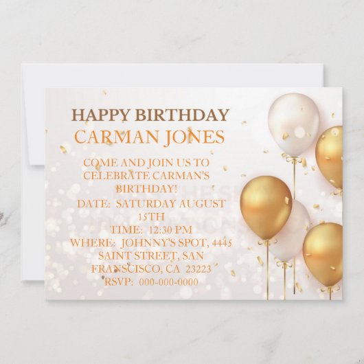 BIRTHDAY-INVITATIE KAART (Voorkant)