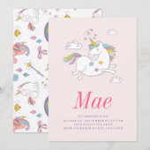 BIRTHDAY-INVITATIE VAN MAGISCHE UNICORN KIDS KAART (Voorkant / Achterkant)