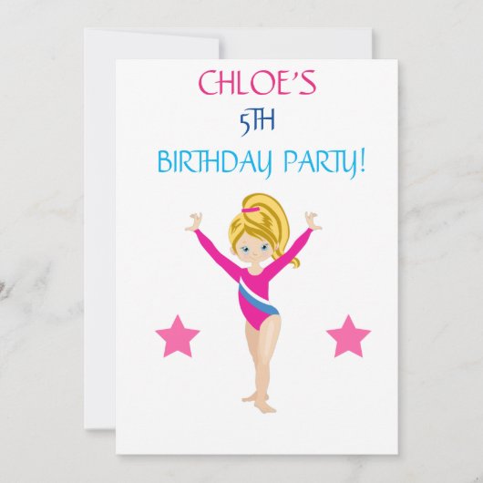 BIRTHDAY-INVITATIES "LET'S TUMBLE GYMNASTICS" KAART (Voorkant)