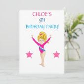 BIRTHDAY-INVITATIES "LET'S TUMBLE GYMNASTICS" KAART (Staand voorkant)