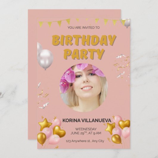 Birthday Invitation  (Devant / Derrière)