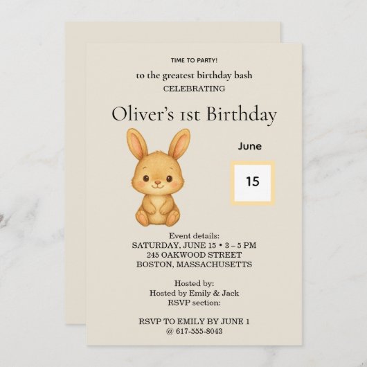 Birthday Invitation (Devant / Derrière)
