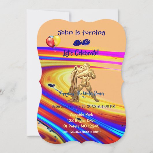 Birthday Invitation Aquarius 01/20-2/18 Kaart (Voorkant)