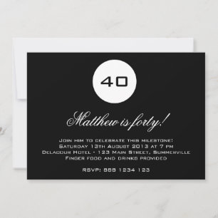 Birthday Invitation Black and White Age Badge Kaart