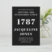 Birthday Invitation Black and White Kaart (Staand voorkant)